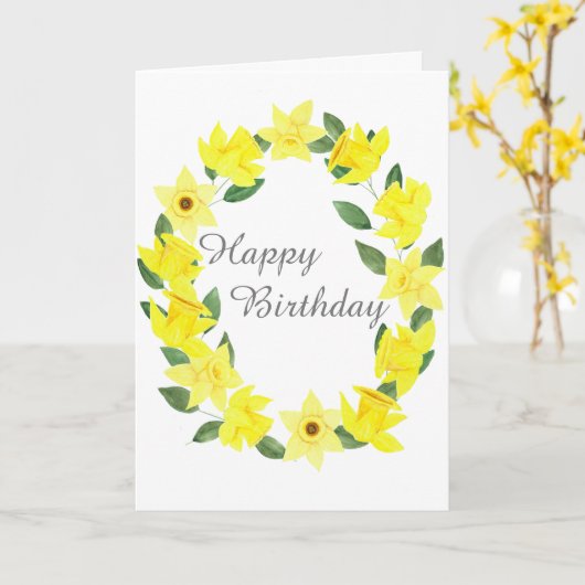 Carte de vœux à l'aquarelle des jonquilles (Fleur jaune)