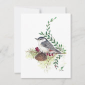 Carte de vœux à l'aquarelle magnifique sittelle (Devant)