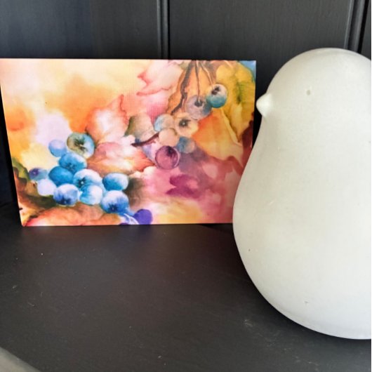 Carte de vœux à l'aquarelle myrtille - Peinte à la