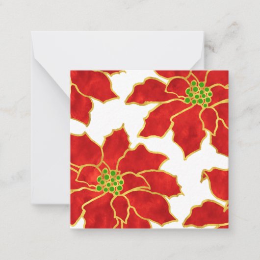 Carte de vœux à l'aquarelle Quatre poinsettias rou (Devant)