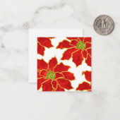 Carte de vœux à l'aquarelle Quatre poinsettias rou (Devant/Arrière en situation)