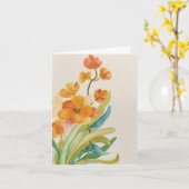 Carte de vœux à l'orchidée orange pliée (Fleur jaune)