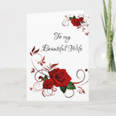 Carte de voeux à ma belle femme Rose rouge (Devant)