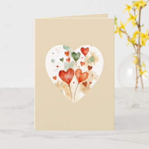 Carte de vœux à motif de cœurs aquarelle