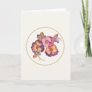 Carte de vœux à motif de fleur de pensée à l'aquar