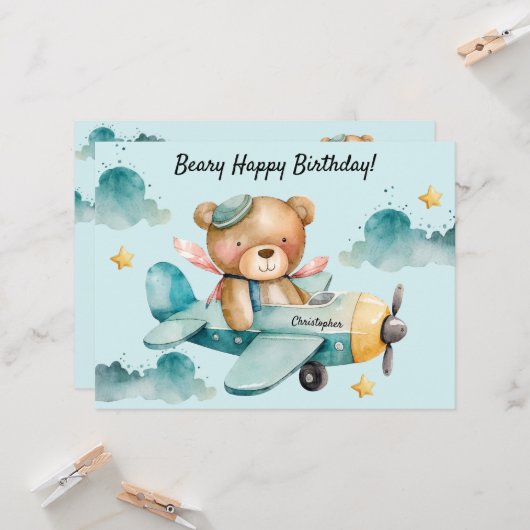 Carte de voeux à plat d'anniversaire joyeux (Devant/Arrière en situation)