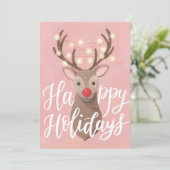 Carte de voeux à plat de Noël Red Nose Reindeer (Debout devant)