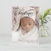 Carte de vœux à plat pour le premier Noël de bébé (Debout devant)