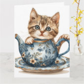 Carte De Voeux À Thème Chat (Fleur jaune)