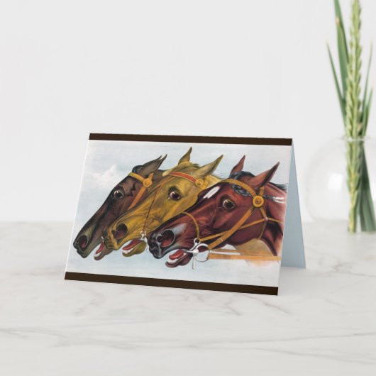 carte de voeux à trois chevaux (Devant)