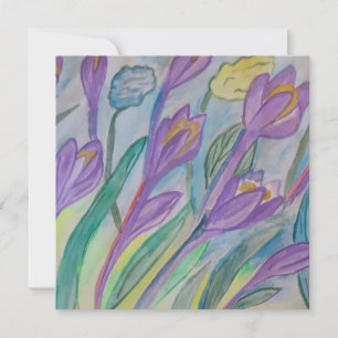 Carte de voeux Abstraite Crocus Flat Spring