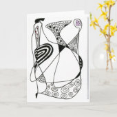 Carte de voeux Abstraite "Dancing Hen" (Fleur jaune)