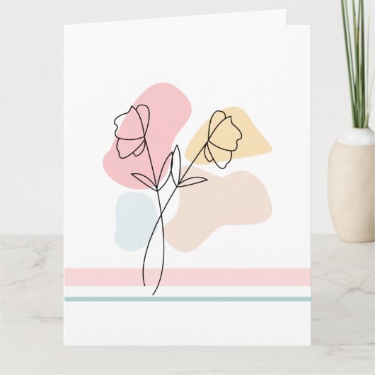 Carte de voeux Abstraite Pastel Floral pliée (Devant)