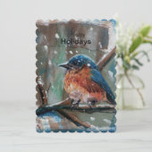 Carte de vœux adorable de petit oiseau bleu pour l (Debout devant)
