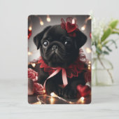 Carte de vœux adorable de Saint-Valentin pour pug (Debout devant)