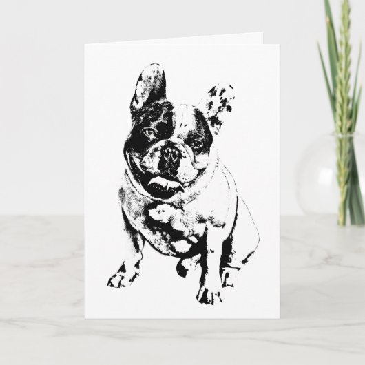 Carte de voeux adorable pour chien-taureau noir/bl (Devant)