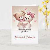 Carte de voeux adorable Teddy Bear Love (Fleur jaune)