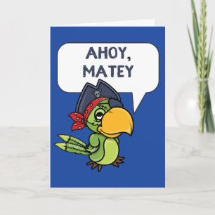Carte de voeux Ahoy Matey Pirate Parrot Cartoon