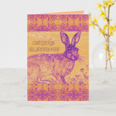 Carte de vœux AI Ostara Lapin (Fleur jaune)