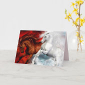 carte de voeux air et incendie chevaux (Fleur jaune)