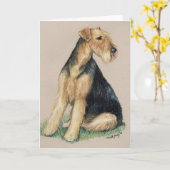 Carte de voeux "Airedale" Dog Art (Fleur jaune)