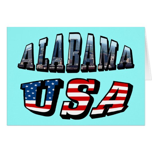 Carte de voeux Alabama Picture USA Flag Font Font (Devant Horizontal)