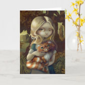 Carte de voeux "Alice in a Da Vinci Portrait" (Fleur jaune)