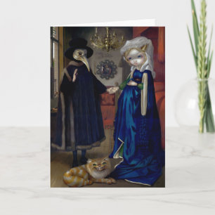 Carte de voeux "Alice in a Van Eyck Portrait"