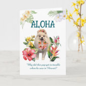 Carte de vœux Aloha avec chiot (Fleur jaune)