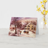 Carte de voeux américaine d'hiver de ferme (Fleur jaune)