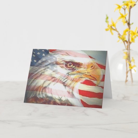 Carte de voeux American Eagle Flag (Fleur jaune)