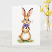 Carte de vœux ami lapin mignon (Fleur jaune)