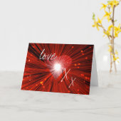 Carte de vœux 'amour & baisers' à cœur rouge (Fleur jaune)