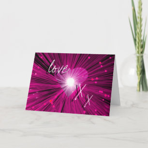 Carte de vœux 'amour & baisers' Cœur Rose
