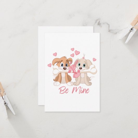 Carte de vœux Amour de chiot (Devant/Arrière en situation)