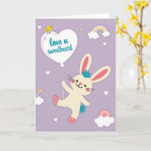 Carte de vœux Amour de Lapin (Fleur jaune)