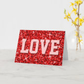 Carte de vœux 'AMOUR' Glitz Rouge (Fleur jaune)
