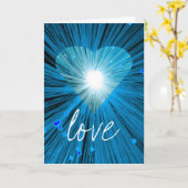 Carte de vœux 'Amour' 'Votre Texte' Cœur Bleu (Fleur jaune)