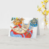 Carte de voeux amusante Cat 438 (Fleur jaune)