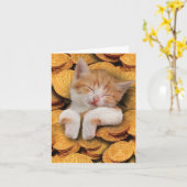 Carte de voeux amusante Hanoukka - Chat en Gelt (Fleur jaune)