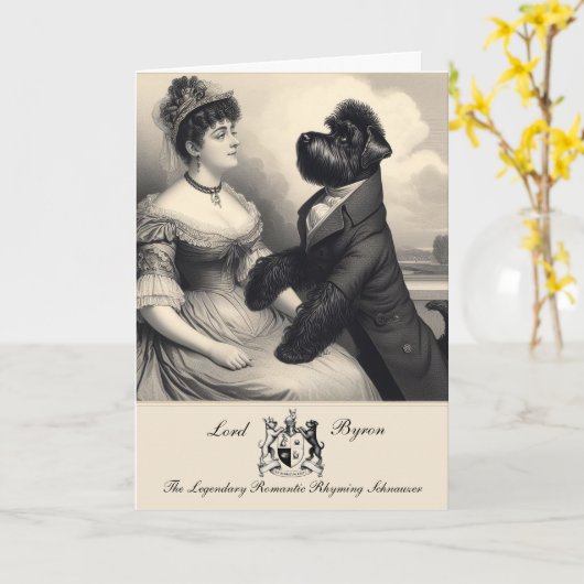 Carte de voeux amusante Schnauzer Byron (Fleur jaune)