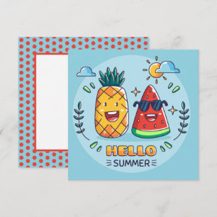 Carte de vœux ananas pastèque d'été