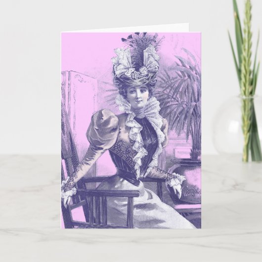 Carte de voeux ancienne en plaque de mode victorie (Devant)