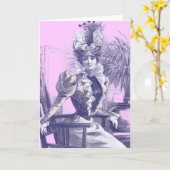 Carte de voeux ancienne en plaque de mode victorie (Fleur jaune)