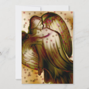 Carte de vœux Ange Doré Avec Étoiles