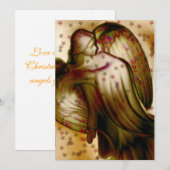 Carte de vœux Ange Doré Avec Étoiles (Devant / Derrière)