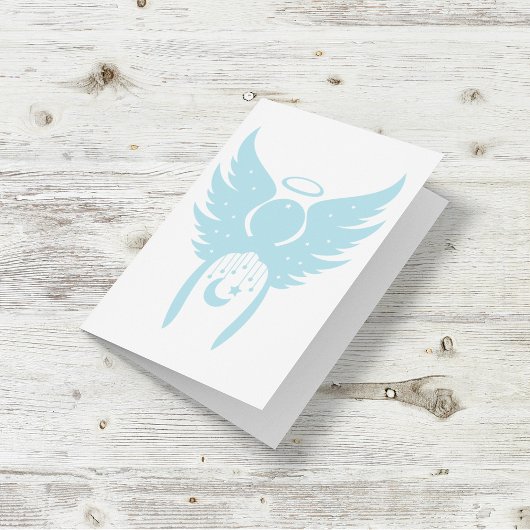 Carte de voeux Angel en bleu clair