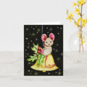 Carte de voeux animal mignon de la souris de Noël (Fleur jaune)