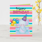 Carte de voeux animale d'éléphant d'anniversaire (Fleur jaune)