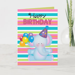Carte de voeux animale d'éléphant d'anniversaire